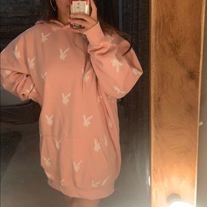 Oversized playboy bunny hoodie dress